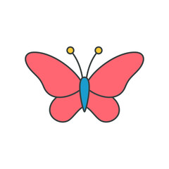 Bright butterfly pop art groovy style vintage print for t shirt vector flat flight winged insect