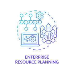 Enterprise resource planning blue gradient concept icon. Information systems abstract idea thin line illustration. Project management. Isolated outline drawing. Myriad Pro-Bold font used