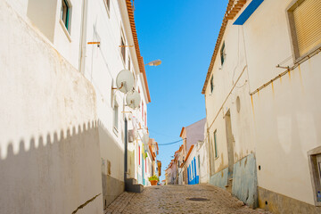colorful houses and streets of sunny cozy Ericeira