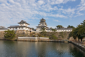 Imabari Castle surrounded by water-filled moats, Ehime, Japan