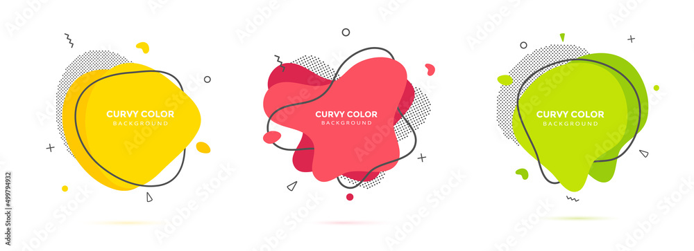 Poster modern liquid irregular amoeba blob shape abstract elements graphic flat style design fluid vector i
