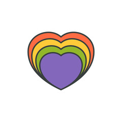 Abstract rainbow halftone multicolored heart shape pop art t shirt print design vector cartoon