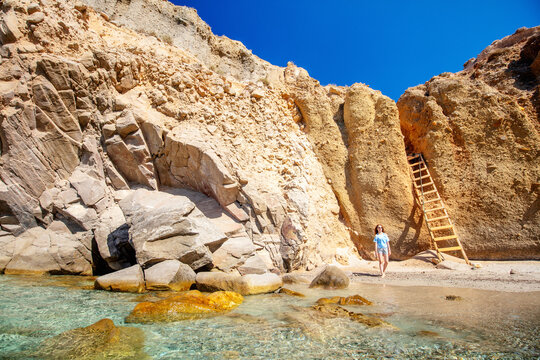 Idyllic beach on Milos island in Greece