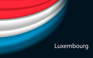 Wave flag of Luxembourg on dark background. Banner or ribbon vector template