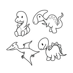 lineart cute dinosaurs in bright colors for printing on textiles and posters, books. suitable for boys and girls.