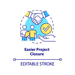 Easier project closure concept icon. Benefit of stakeholder management abstract idea thin line illustration. Isolated outline drawing. Editable stroke. Arial, Myriad Pro-Bold fonts used
