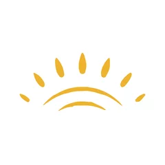  Cute minimalist sun arch shape and bright yellow beams childish hand drawn grunge texture vector © provectors