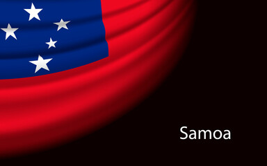 Wave flag of  Samoa on dark background.