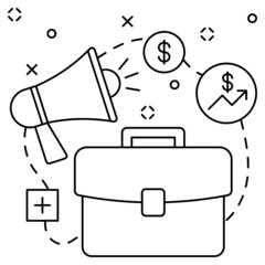 Leveraged Growth vector line icon design, business corporation symbol, Joint partnerships Sign, Sales and Marketing management stock illustration, Leverage Existing Customers for More Sales Concept