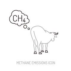 Methane emissions from livestock. Editable vector illustration