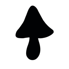 Vector hand drawn doodle sketch fly agaric mushroom silhouette isolated on white background