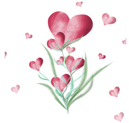 postcard with watercolor elements. Love, airiness, tenderness
