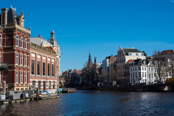 Amsterdam streets and canals in spring 