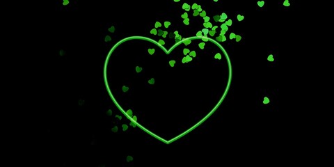 green heart with small hearts abstract background