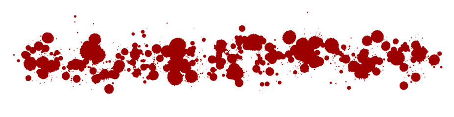 Blood drops and splatters on white background