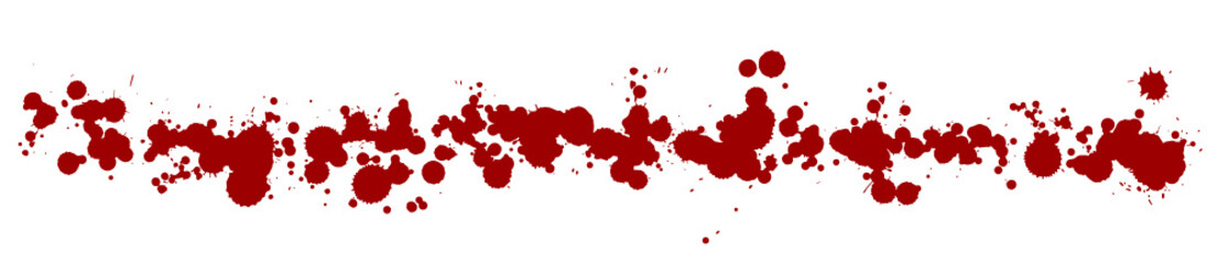 Obraz na płótnie Canvas Blood drops and splatters line on white background