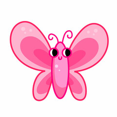 .Cute cartoon vector flat butterflies characters in baby nursery childish style. Ideal for education sheet illustrations.