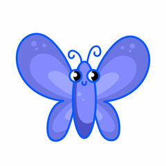 .Cute cartoon vector flat butterflies characters in baby nursery childish style. Ideal for education sheet illustrations.