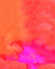 Hand drawn watercolor background. Gradient of red, pink and orange colors.
