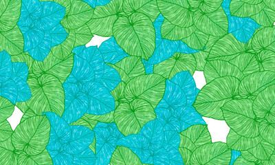Fototapeta na wymiar green tropical leaves spring nature pattern background