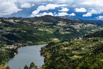 Fototapeta na wymiar view of the Douro River and Valley under an overcast sky after a spring rain shower