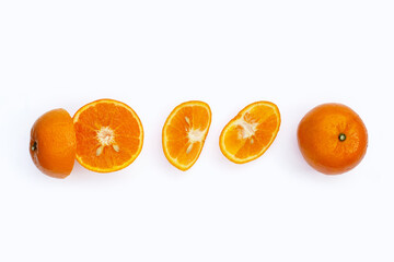 Fresh orange citrus fruit isolated on white background. Juicy, sweet and high vitamin C