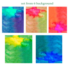 set of 5 watercolor backgrounds in different colors. Hand drawn watercolor backgrounds.