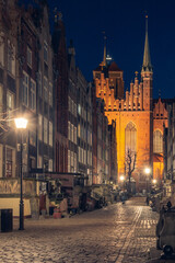 Gdańsk, ulica Mariacka nocą