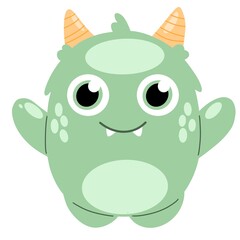 Cute little monster on a white background. Children's poster
