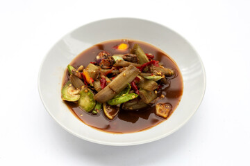 Lotus stem spicy salad. Thai food recipes