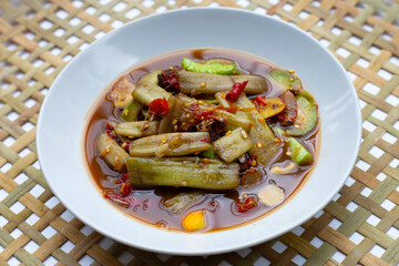 Lotus stem spicy salad. Thai food recipes