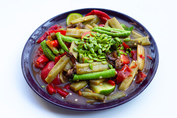 Lotus stem spicy salad. Thai food recipes