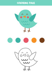 Color cute spring bird. Worksheet for kids.