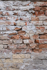 Wall with red bricks. Old brick wall background. grunge brick background