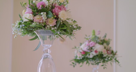 Wedding Reception Venue With White Flower Decoration