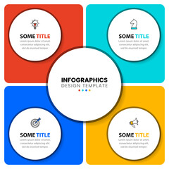 Infographic template with icons and 4 options or steps. Rectangle