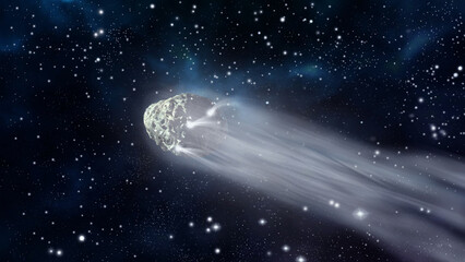 3d illustration of a comet in space