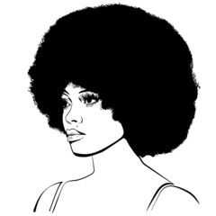 A afro haircut girl black and white vector image 