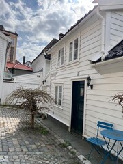 Fototapeta na wymiar Old Wooden Houses in historical Nordnes District Bergen Norway