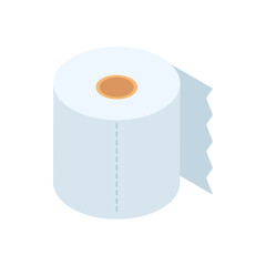 White clean toilet paper roll with hole and ragged edge isometric vector illustration. Hygienic bathroom accessory package round sheet tape isolated. Sanitary restroom, disposable kitchen towel