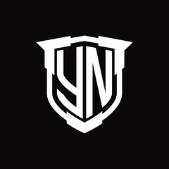 YN Logo monogram letter with shield shape design