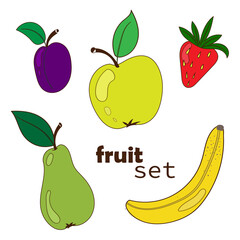 Fruits and vegetables. Flat style. Food isolated.