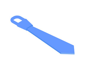 Classic blue tie lying down shopping 3d icon isometric vector illustration. Business fashion accessory for wearing suit stylish wardrobe isolated. Necktie collar simple design