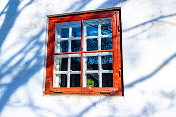 old window in the old building, Akershus festning, Kontraskjæret,  Oslo, Norway