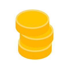 Minimalist stack of circled golden coins isometric 3d icon vector illustration. Simple rounded cash money for paying goods purchase shopping business retail symbol of wealth richness financial economy