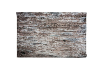Old wooden sign board isolated on white background with clipping path