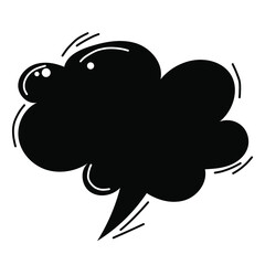Speech blank bubble symbol monochrome black cloud isolated on white background. Ideal for cartoon comic book presentation decoration.
