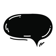 Speech blank bubble symbol monochrome black cloud isolated on white background. Ideal for cartoon comic book presentation decoration.