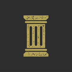 Ancient Greek traditional building column with Roman ornament grunge texture decorative design