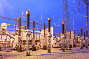 A group of Power Transformer in High Voltage Electrical Outdoor Substation